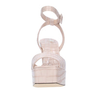 Sandali New Betty con plateau in pelle stampa cocco 