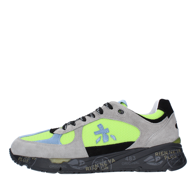 Sneakers in pelle tessuto e camoscio 