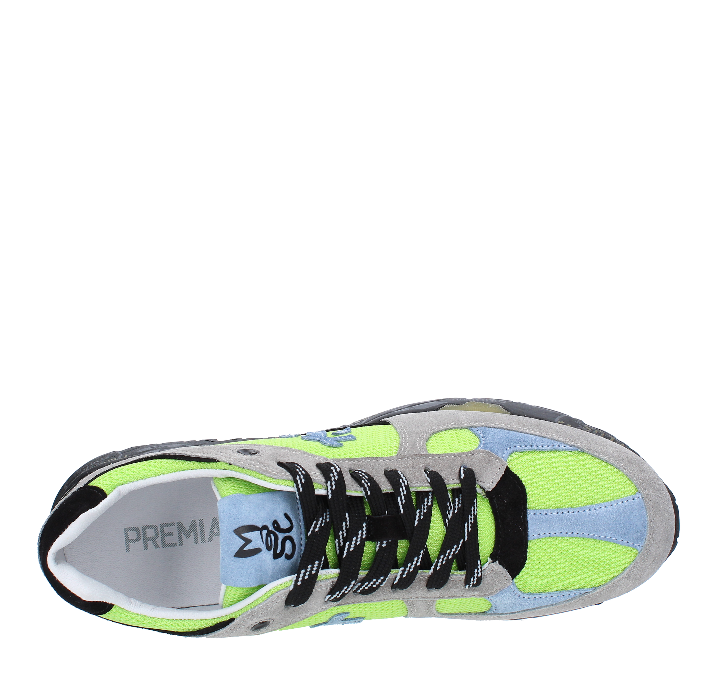 Sneakers in pelle tessuto e camoscio 