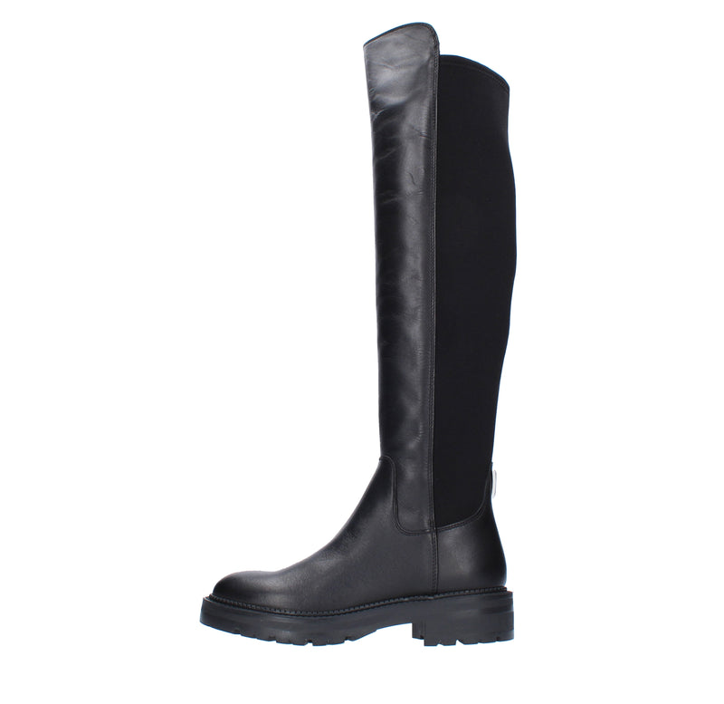 Stivali in pelle e tessuto elasticizzato 