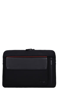Borsa portadocumenti in tessuto con inserti in ecopelle 