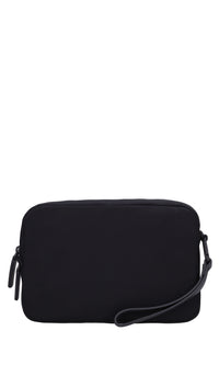 Borsa in tessuto con inserti in ecopelle 