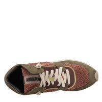 Sneakers alte in pelle e tessuto 