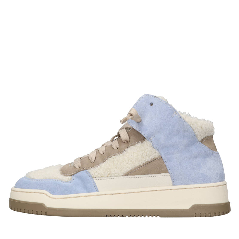 Sneakers in pelle, camoscio e pelliccia sintetica 