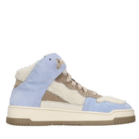Sneakers in pelle, camoscio e pelliccia sintetica 