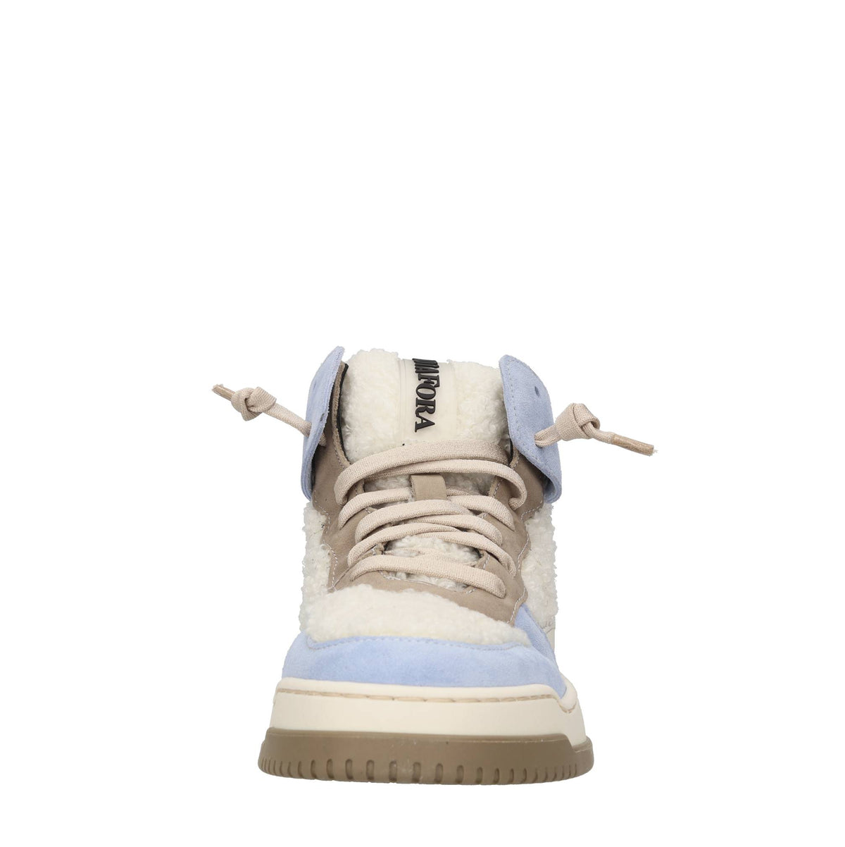 Sneakers in pelle, camoscio e pelliccia sintetica 