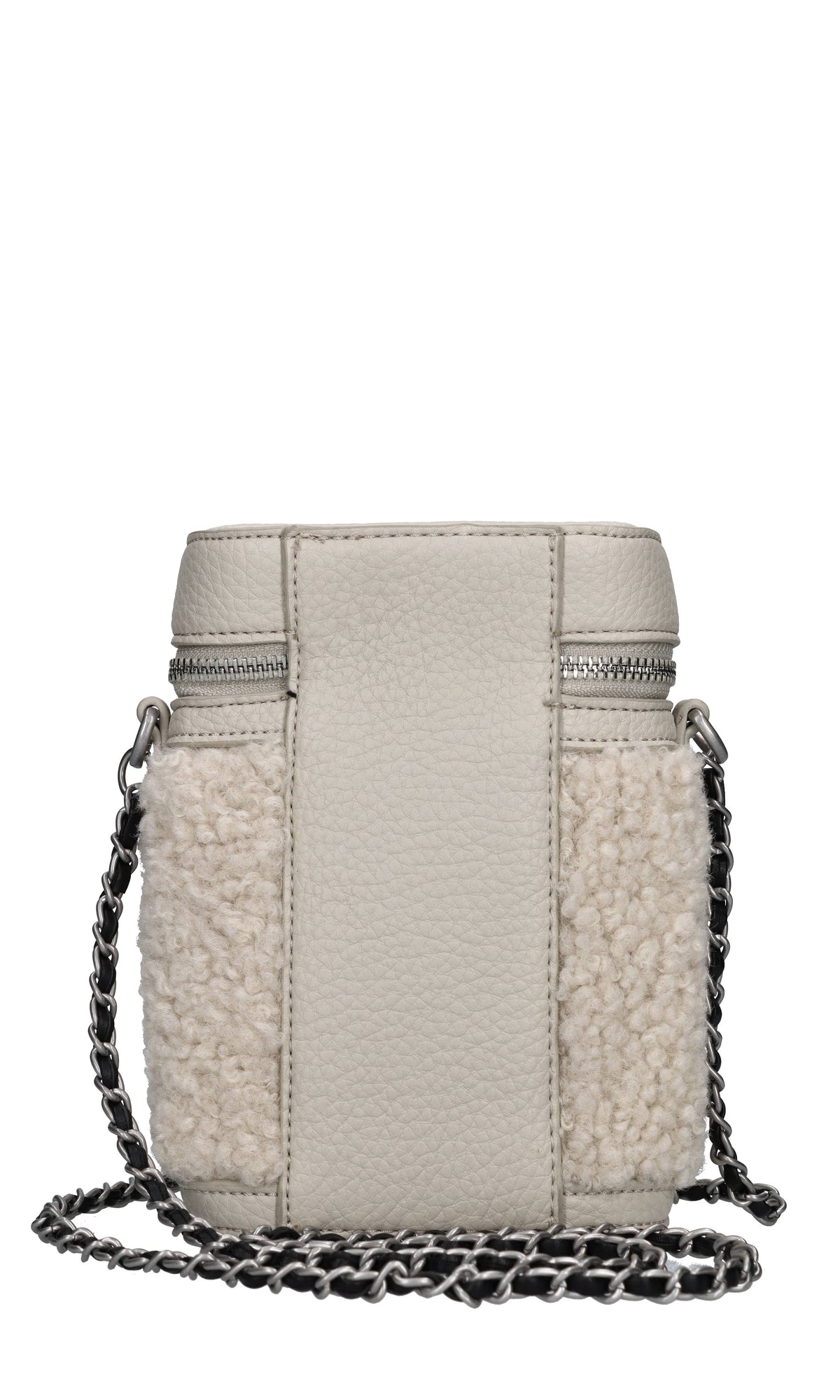 Borsa in pelle ed ecopelliccia 