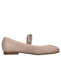 Ballerine in pelle con fascia elastica ricoperta di strass 