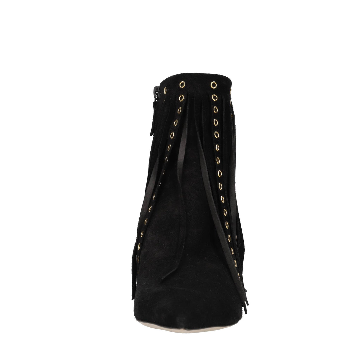 Tronchetti Superblade in camoscio con borchie forate color oro 