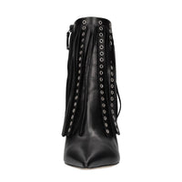 Tronchetti Superblade in pelle con borchie forate color argento 