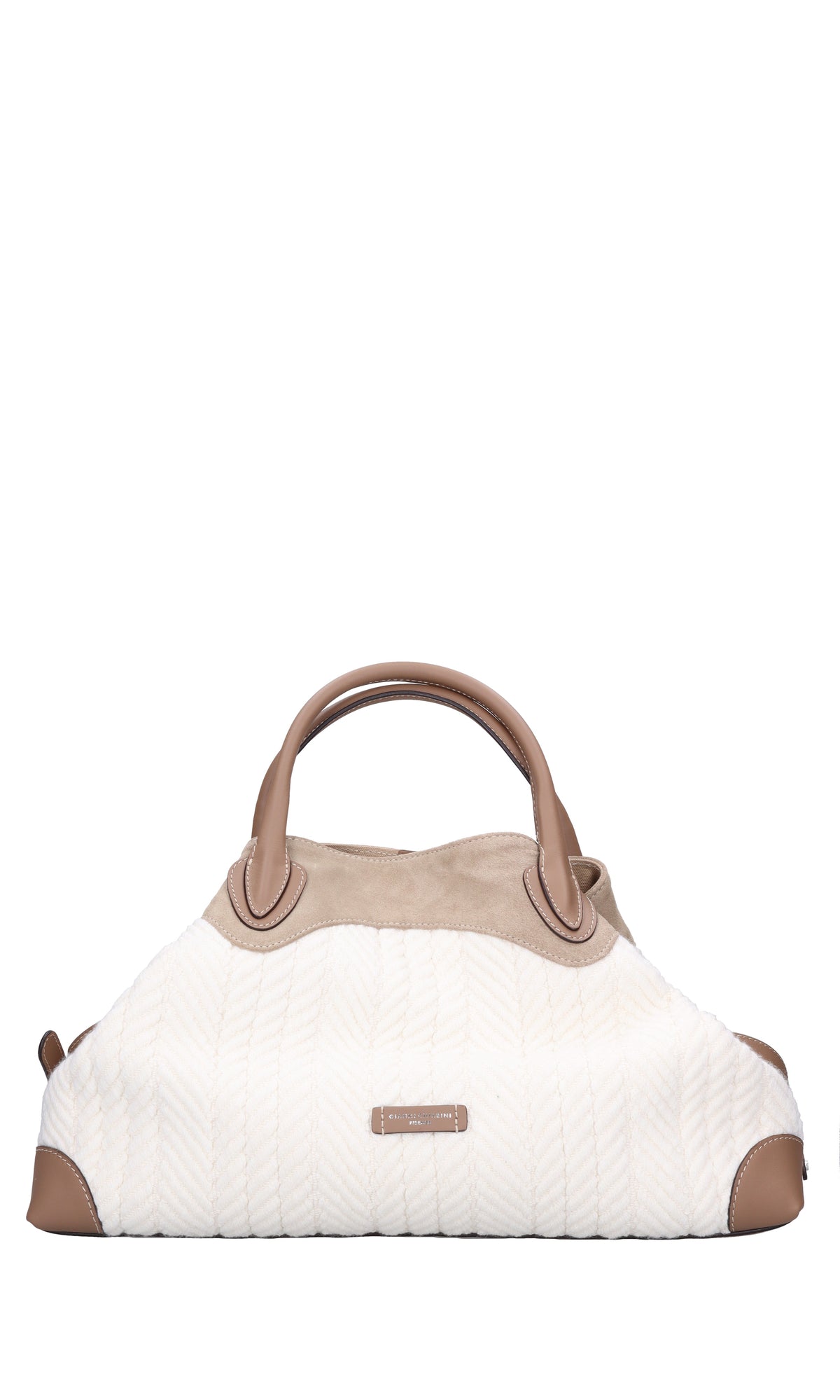 Borsa in tessuto e inserti in pelle 