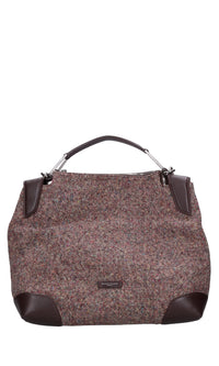 Borsa in tessuto con inserti in pelle 