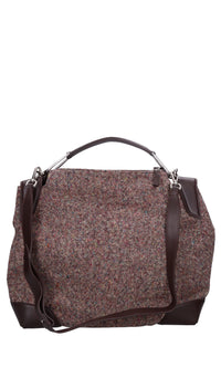 Borsa in tessuto con inserti in pelle 