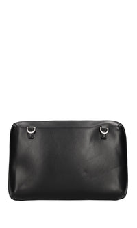 Beauty cases in ecopelle con logo in metallo e tracolla in tessuto 
