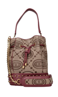 Borsa in pelle e tessuto 