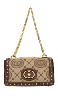 Borsa in pelle e tessuto 