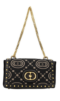 Borsa in pelle e tessuto 