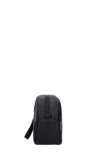 Beauty case in tessuto con inserti in pelle 