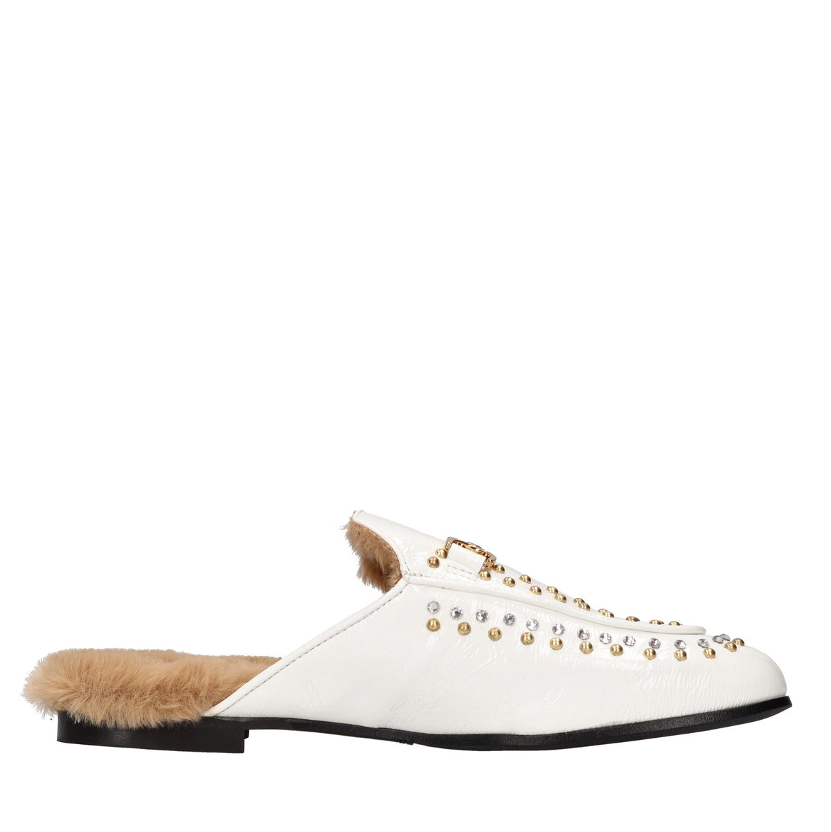Sabot in pelle strass e borchie 