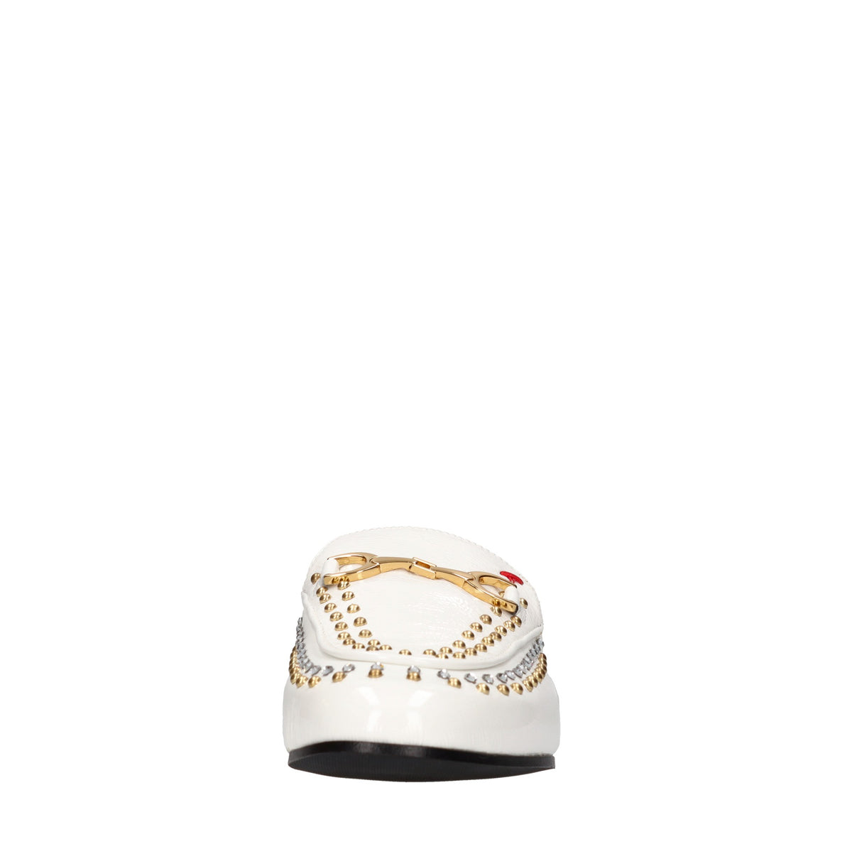 Sabot in pelle strass e borchie 