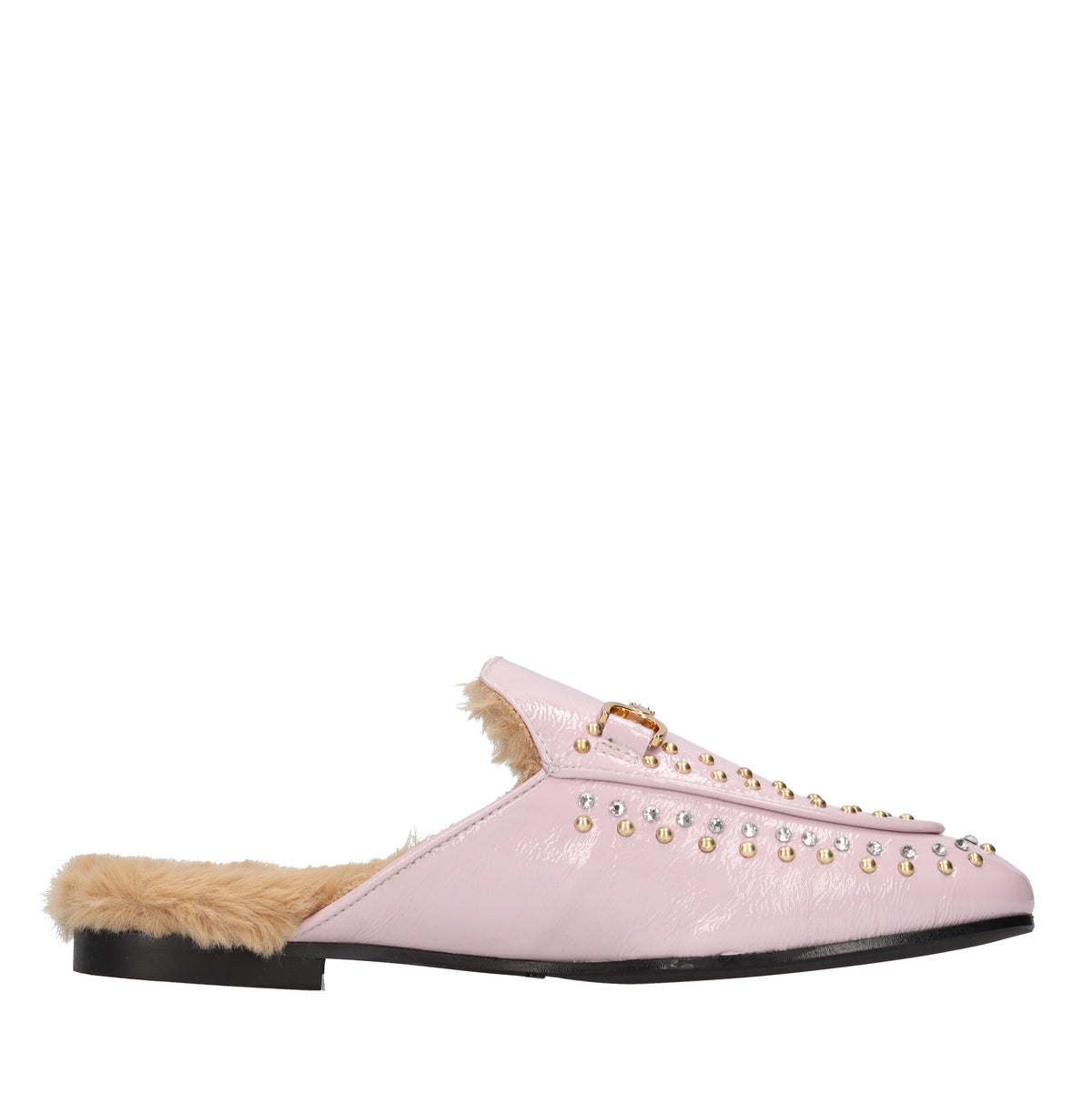 Sabot in pelle strass e borchie 