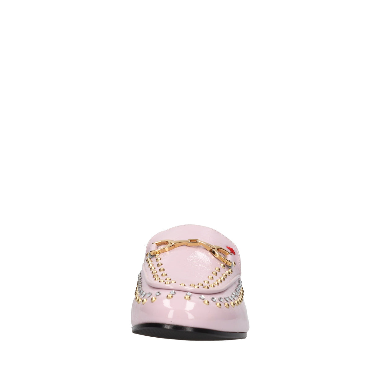Sabot in pelle strass e borchie 