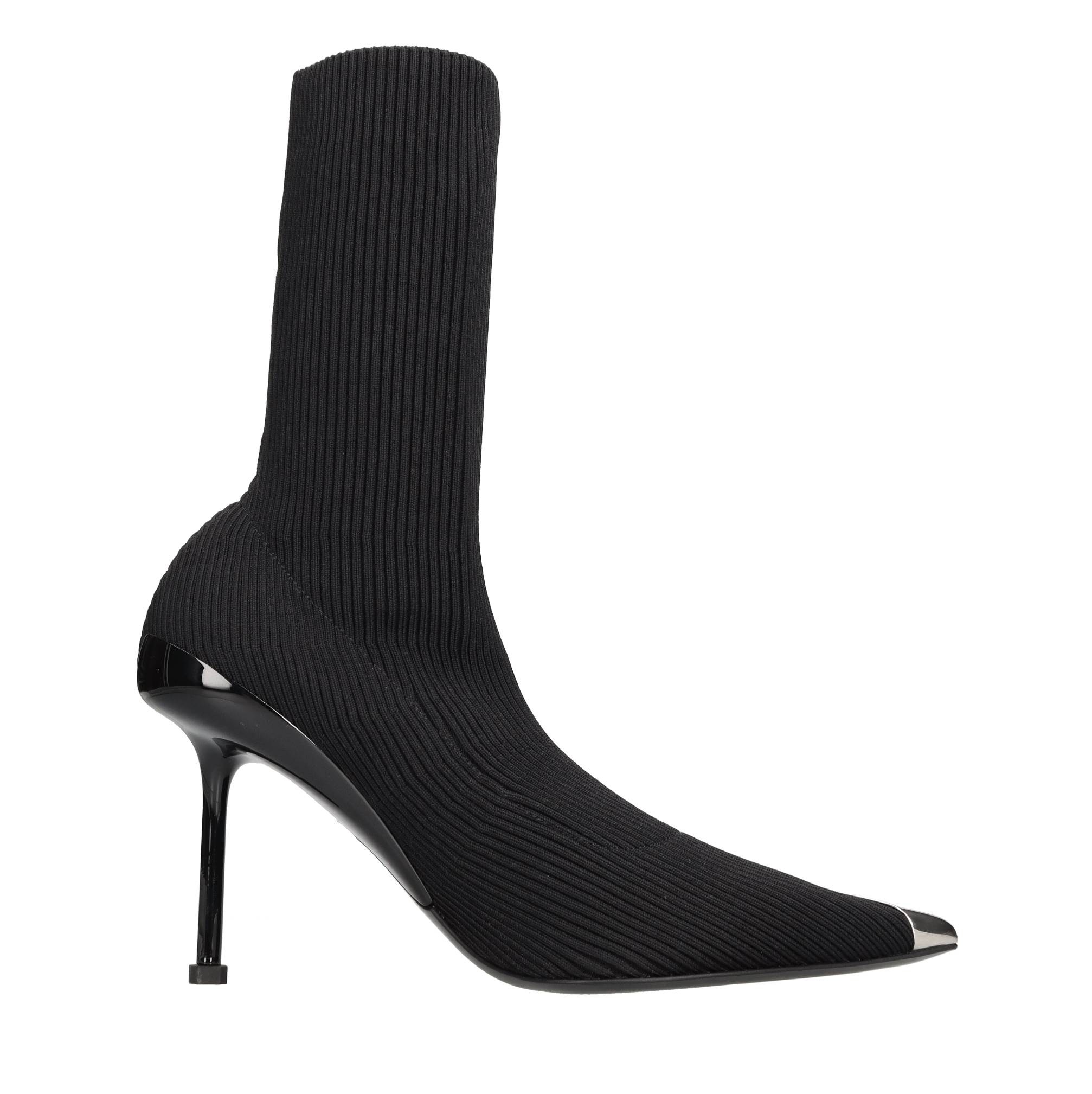 Tronchetti in tessuto elasticizzato e pelle 