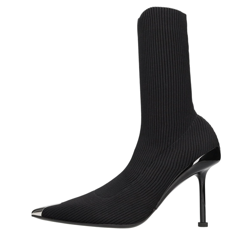 Tronchetti in tessuto elasticizzato e pelle 