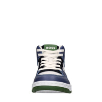 Sneakers in pelle e tessuto 
