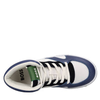Sneakers in pelle e tessuto 