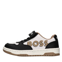 Sneakers in pelle e tessuto 