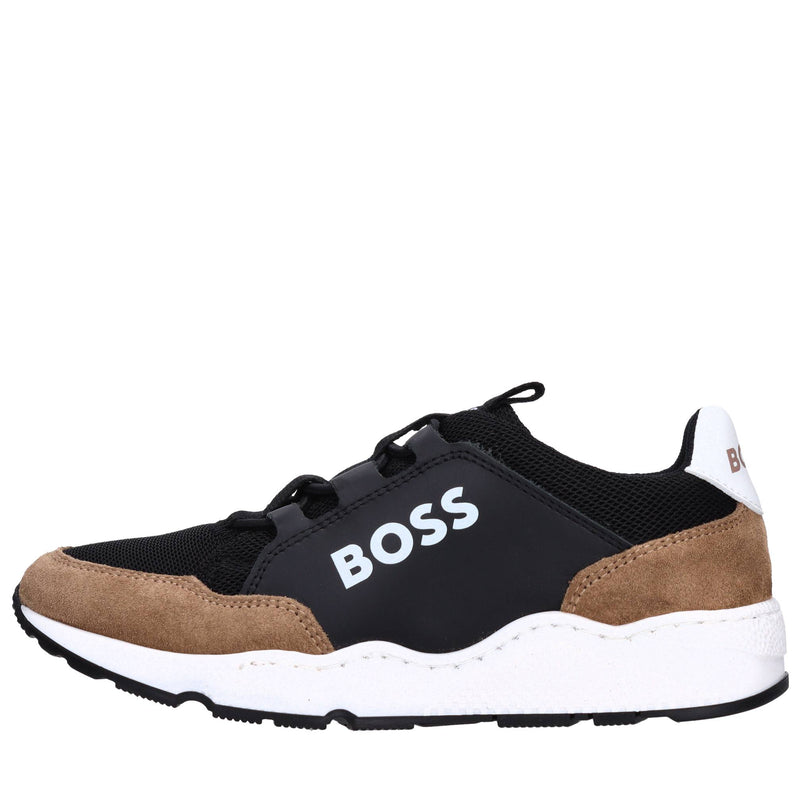 Sneakers in pelle e tessuto 