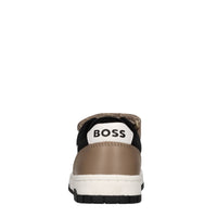 Sneakers in pelle e tessuto 