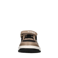 Sneakers in pelle e tessuto 