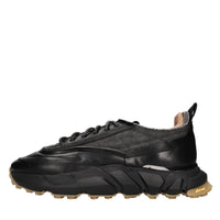 Sneakers in pelle e tessuto 