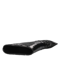 Stivali blade in paillettes e pelle 