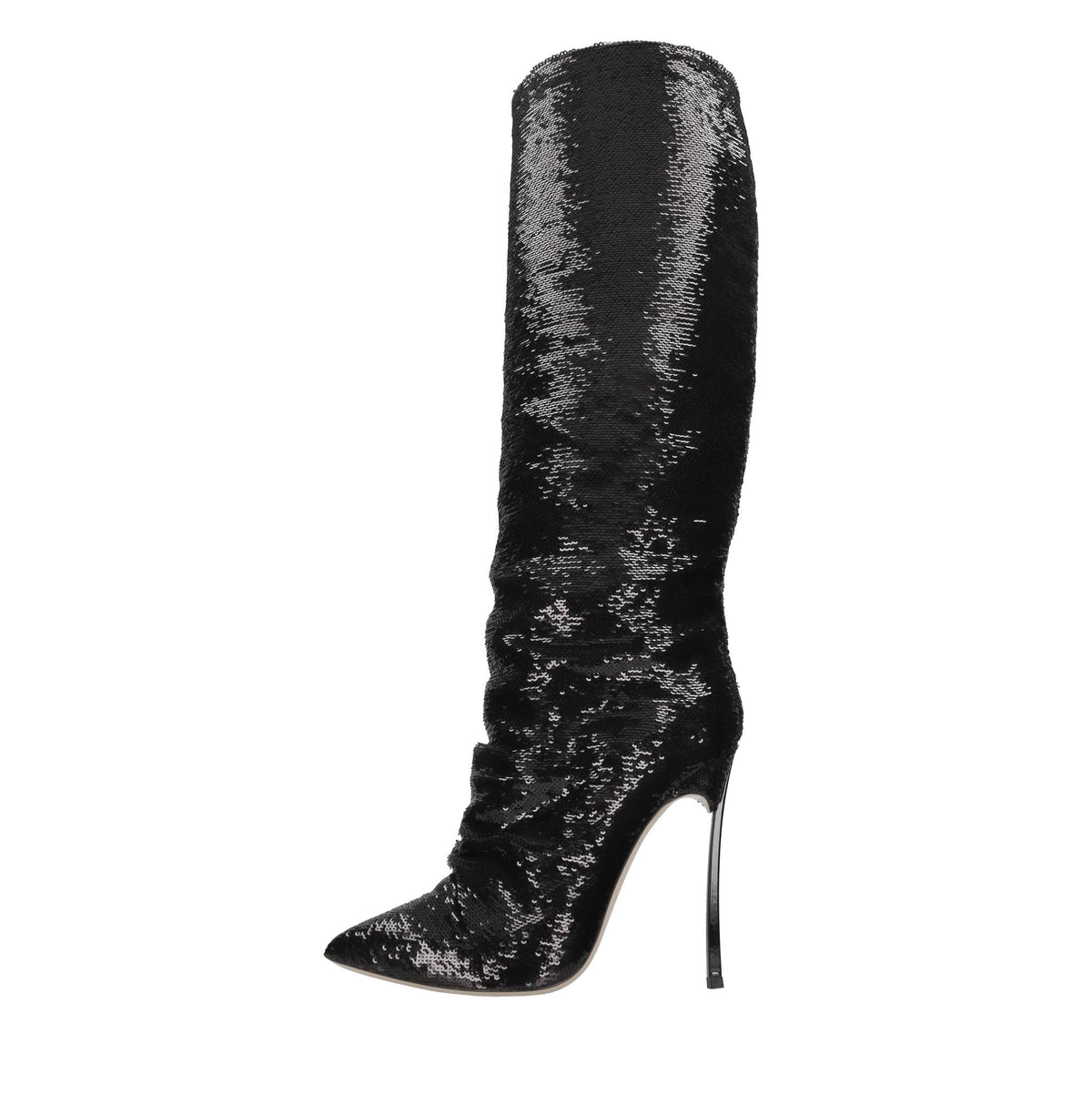 Stivali blade in paillettes e pelle 