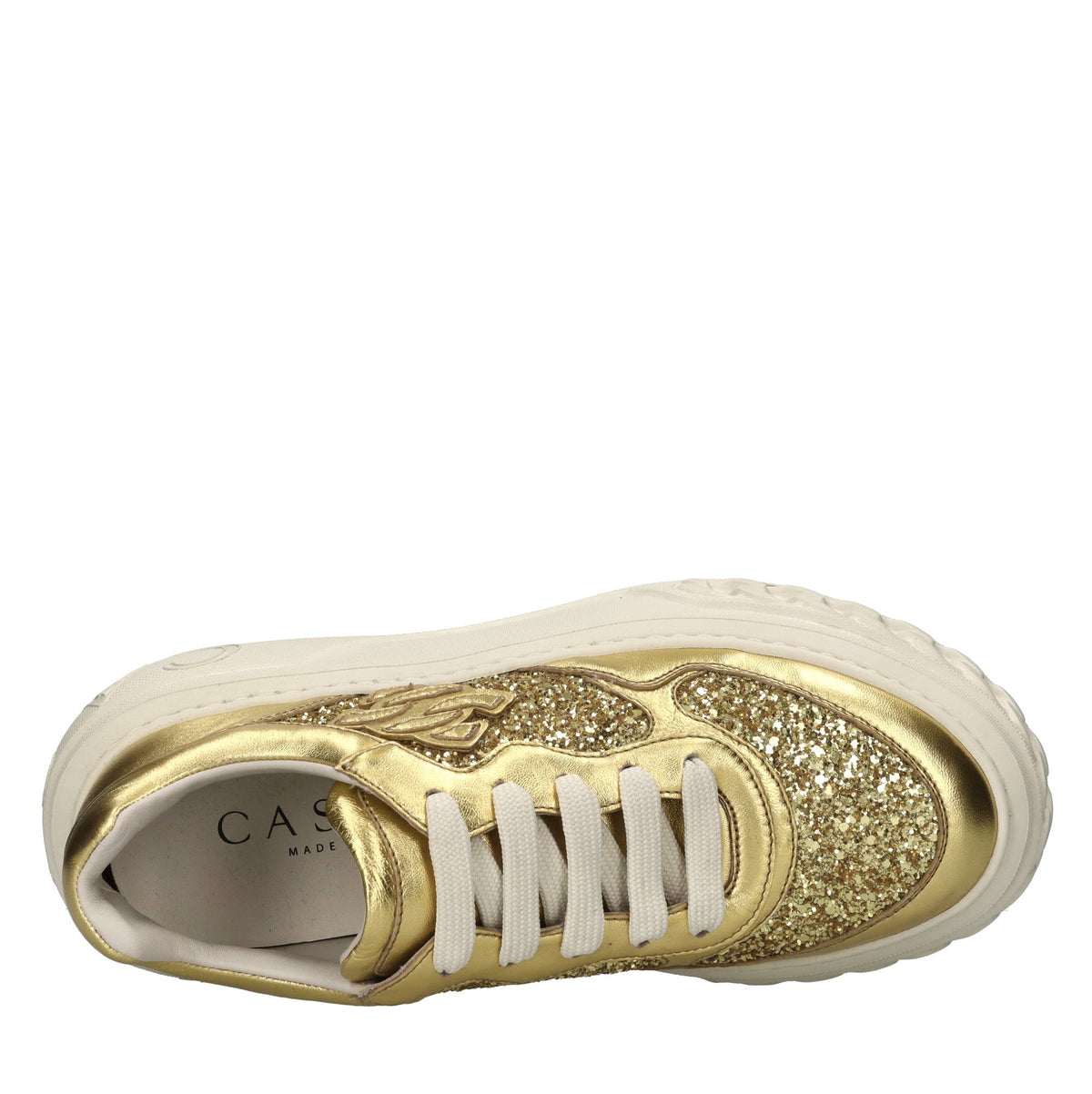 Sneakers Off road in pelle e glitter 