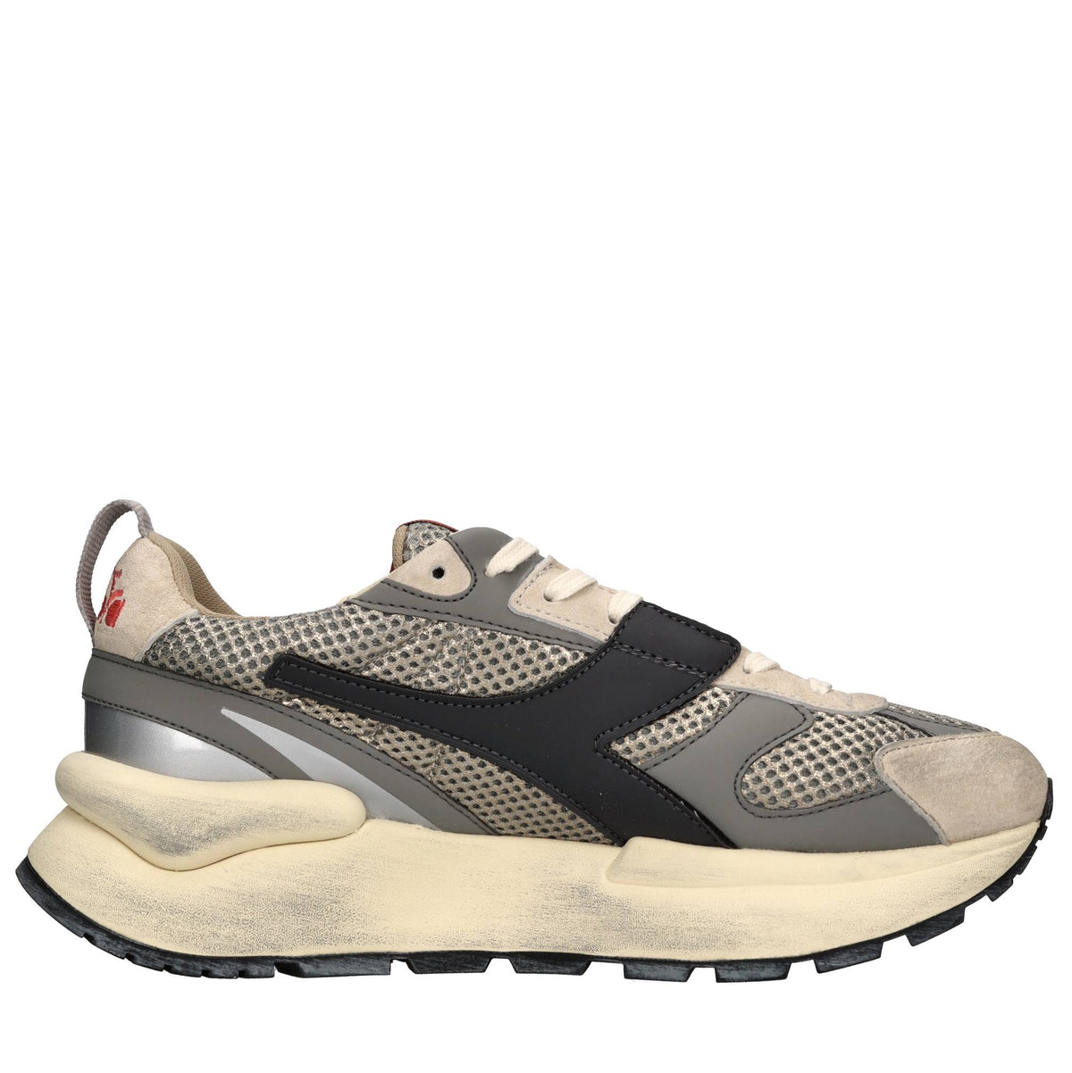 Sneakers in pelle e tessuto 