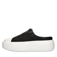 Mules in ecopelle e tessuto elasticizzato 