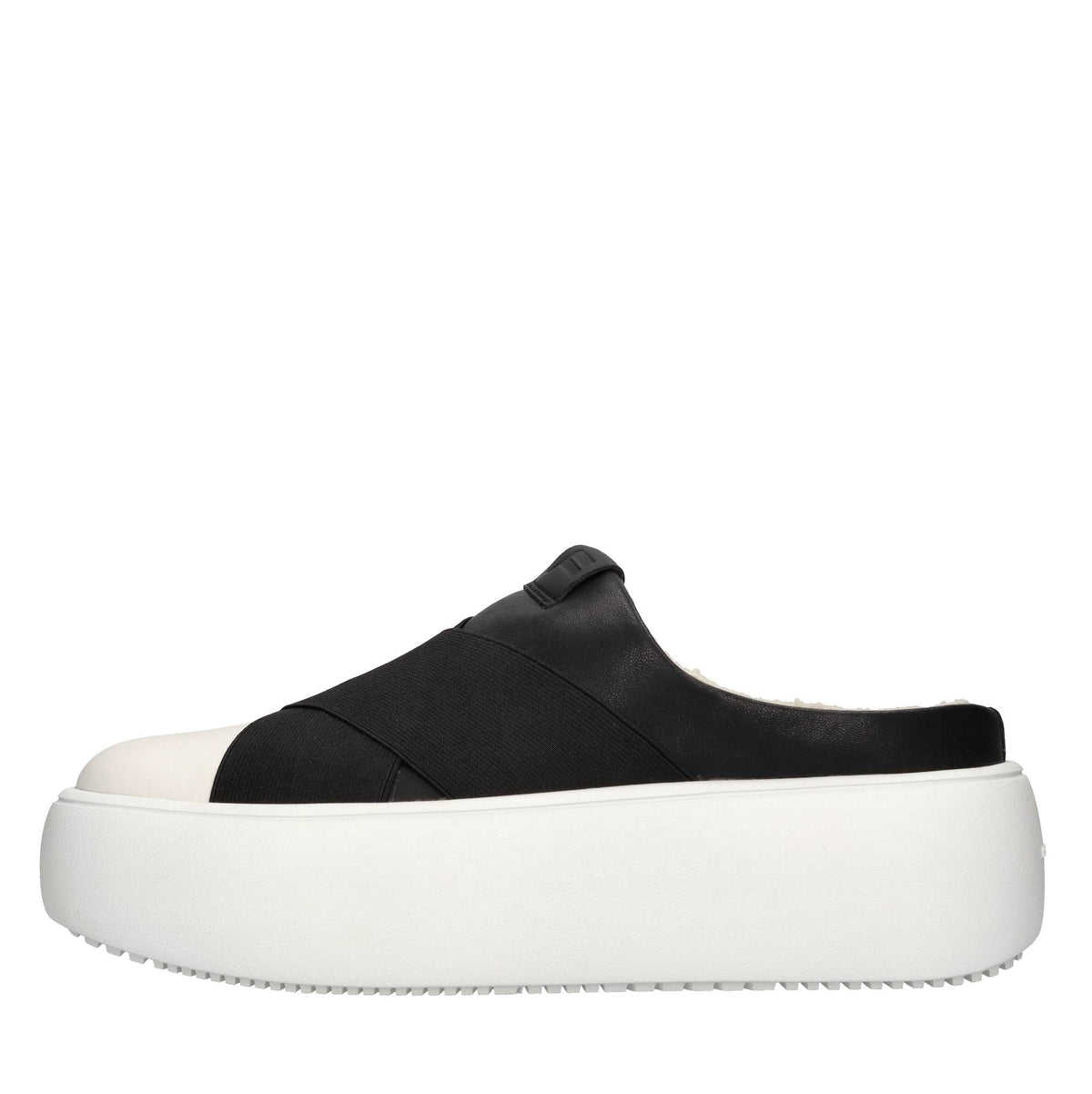 Mules in ecopelle e tessuto elasticizzato 