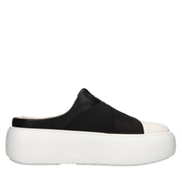 Mules in ecopelle e tessuto elasticizzato 