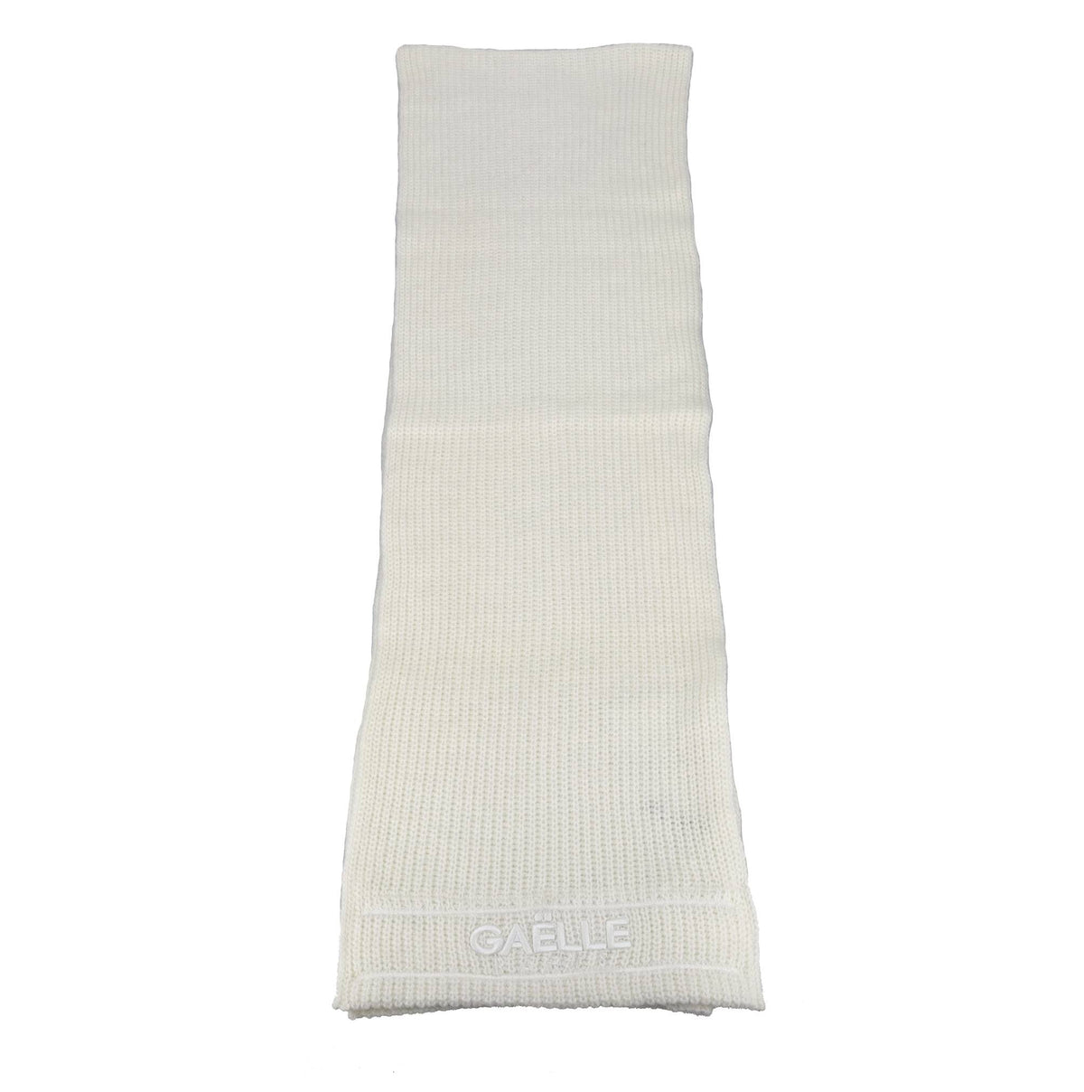 Sciarpa in maglieria misto angora con ricamo bianco 