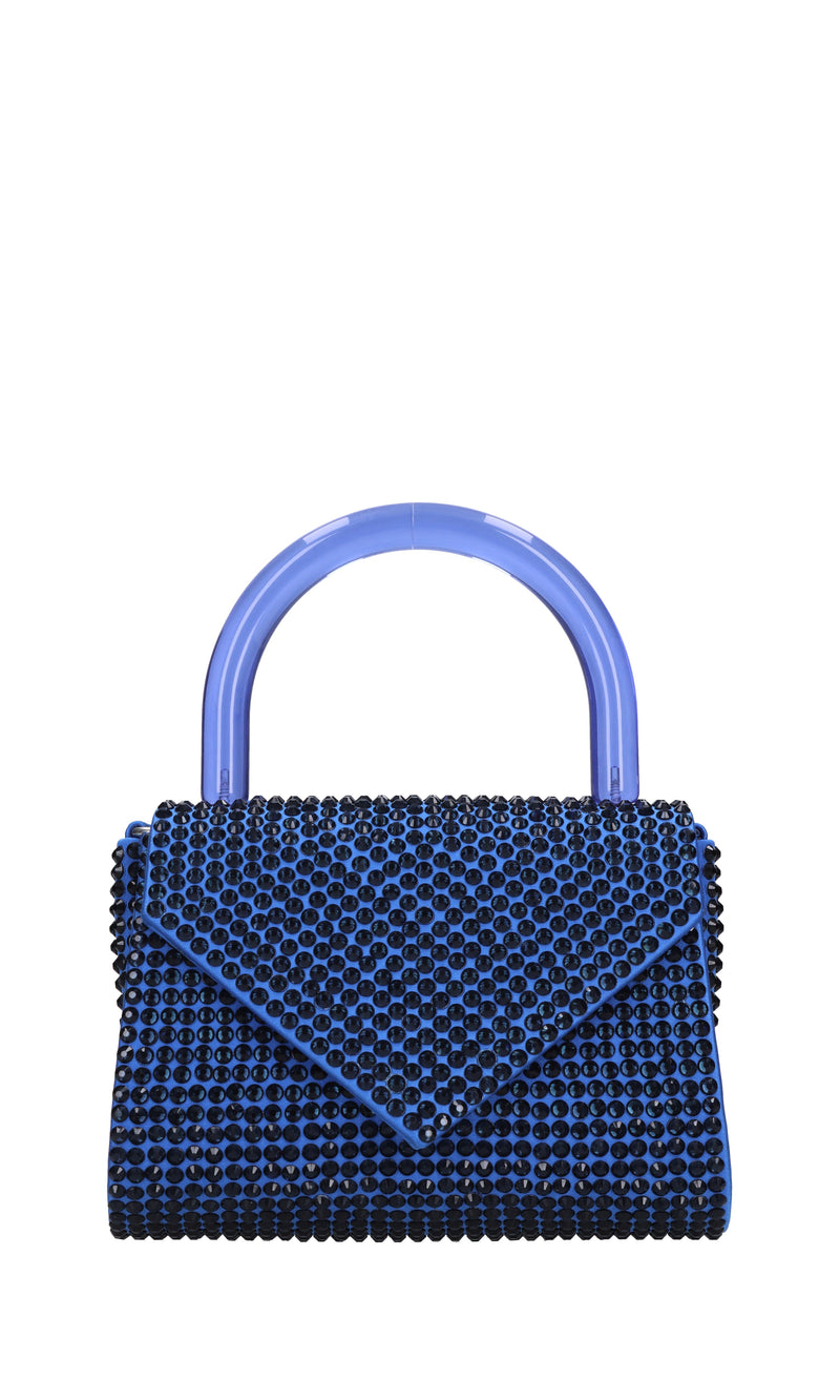 Borsa mini Cookie in raso e strass 