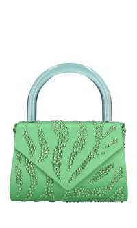 Borsa mini Cookie in raso e strass 
