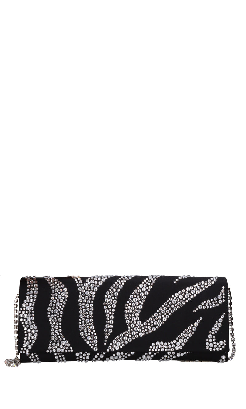 Borsa modello ENVELOPE in raso e strass 
