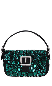 Borsa mini Habibi in tessuto e strass 