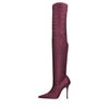GEDEBE Logan thigh-high boots in lycra and rhinestones