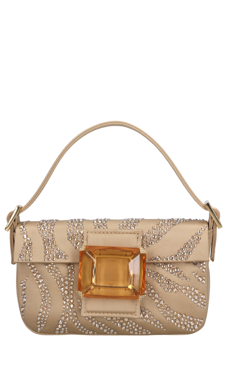 Borsa mini Habib in raso e strass 