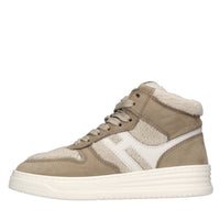 Sneakers alte in camoscio e tessuto 